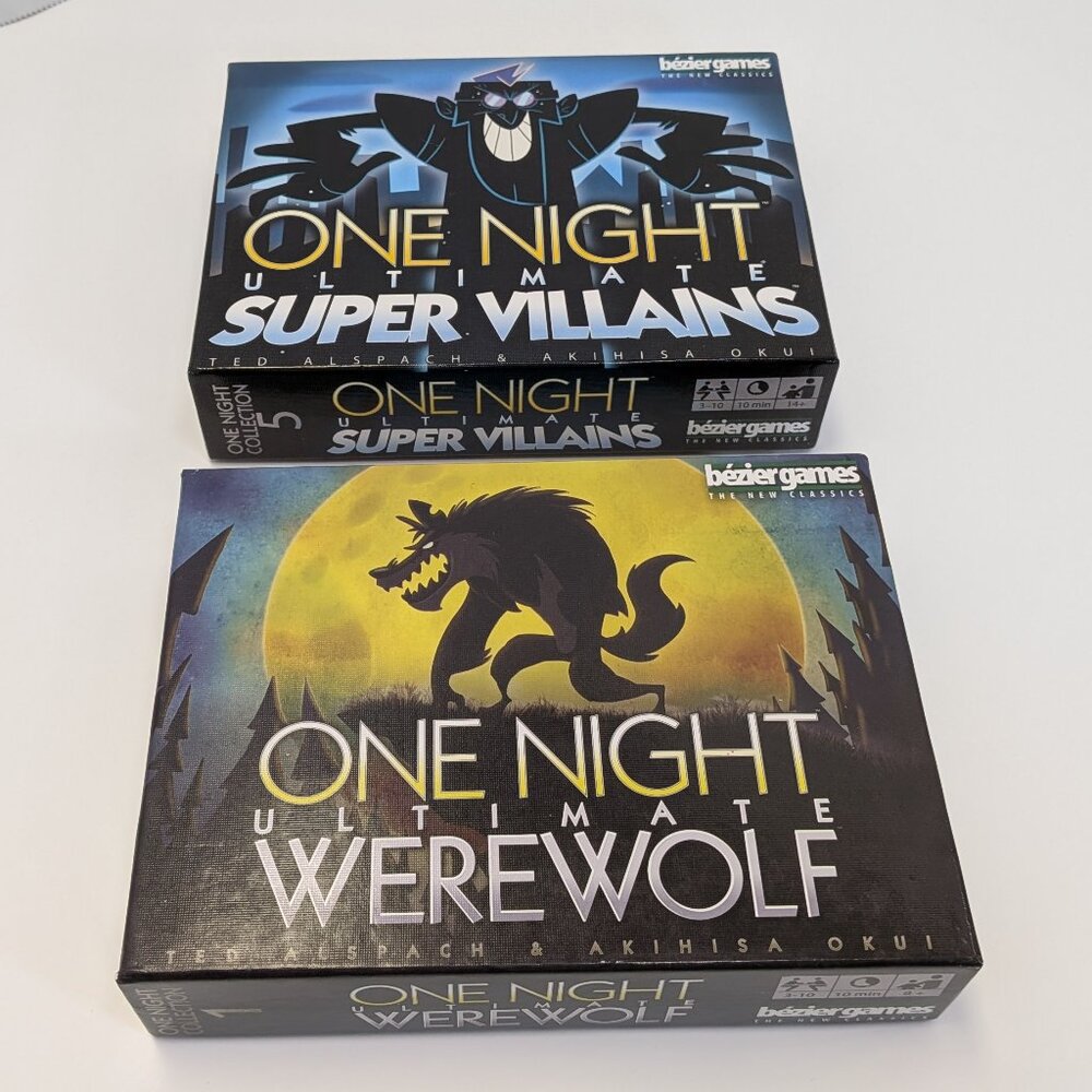 One Night Ultimate Super Villains and Werewolf Game Bundle Bezier Games Complete